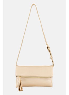 Moda Luxe Women Solid Cross Body Bag 15 H  x 24 L x 2 W cm, Gold  - Image 1