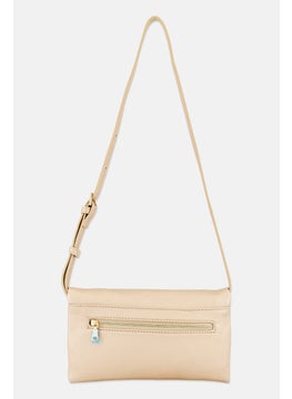 Moda Luxe Women Solid Cross Body Bag 15 H  x 24 L x 2 W cm, Gold  - Image 3
