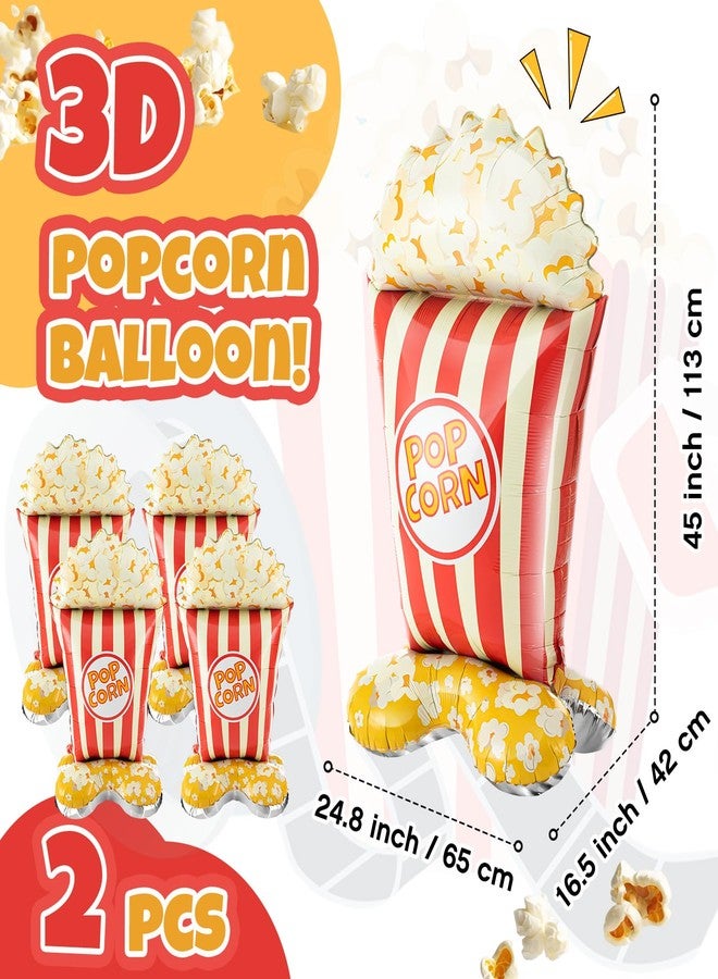 Charnoel 2 Pack 45 Inch Giant Standing Popcorn Balloons 3D Circus Carnival Foil Popcorn Balloons for Movie Theme Circus Carnival Back to School Birthday Baby Shower Christmas Party Decorations Gifts - Image 2