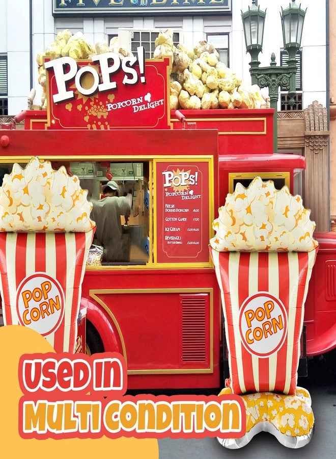 Charnoel 2 Pack 45 Inch Giant Standing Popcorn Balloons 3D Circus Carnival Foil Popcorn Balloons for Movie Theme Circus Carnival Back to School Birthday Baby Shower Christmas Party Decorations Gifts - Image 4