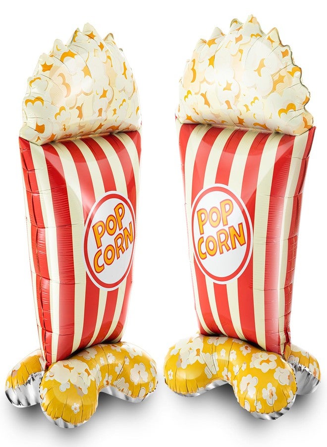 Charnoel 2 Pack 45 Inch Giant Standing Popcorn Balloons 3D Circus Carnival Foil Popcorn Balloons for Movie Theme Circus Carnival Back to School Birthday Baby Shower Christmas Party Decorations Gifts - Image 1
