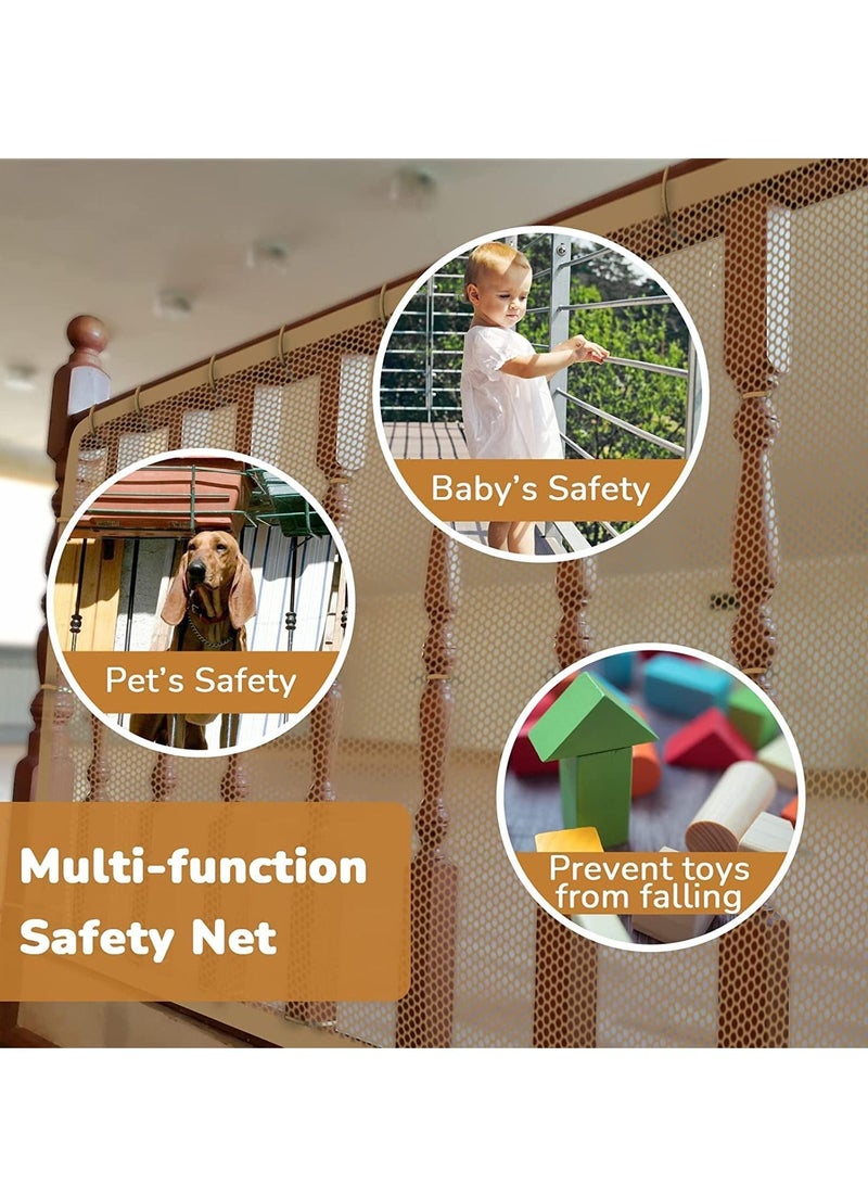 Excefore Children's Stair Net, Safety Net Baby Stair Railing Protection Net for Children, Small Pets, Toys - Indoor and Outdoor (3m*78cm) White - Image 2