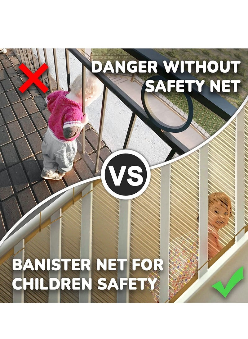 Excefore Children's Stair Net, Safety Net Baby Stair Railing Protection Net for Children, Small Pets, Toys - Indoor and Outdoor (3m*78cm) White - Image 4