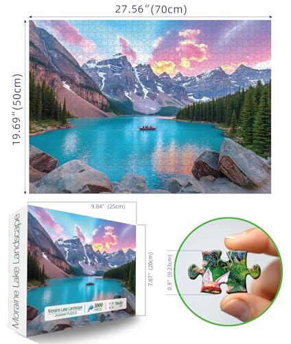 Blueforest Moraine Lake 1000 Piece Puzzle for Adults Canadian Rockies National Park Jigsaw Puzzle Challenging Landscape Art Gift with Poster 275x197 Inch Wall Decor - Image 5