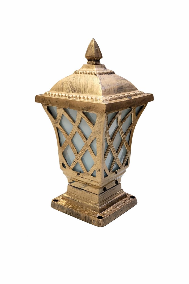 Weldecor Antique Home Design Gate Lamp of Metal for Garden & Entrance | Outdoor Lights for Poles and Pillars (Brass) (Net Square) - Image 5
