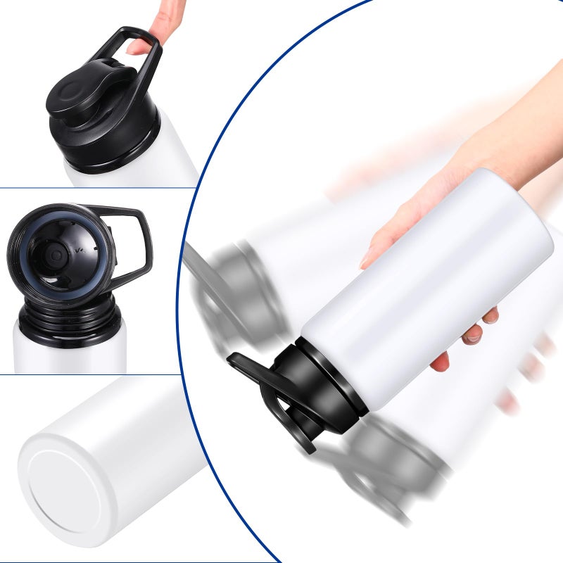 CHENGU 4 Pieces Water Bottle Bulk 20 oz Aluminum Reusable Bottles Lightweight Snap Lid Water Cups Easy Carry Leak Proof Travel Tumbler for Gym Sports Camping Hiking Fishing (White) - Image 3