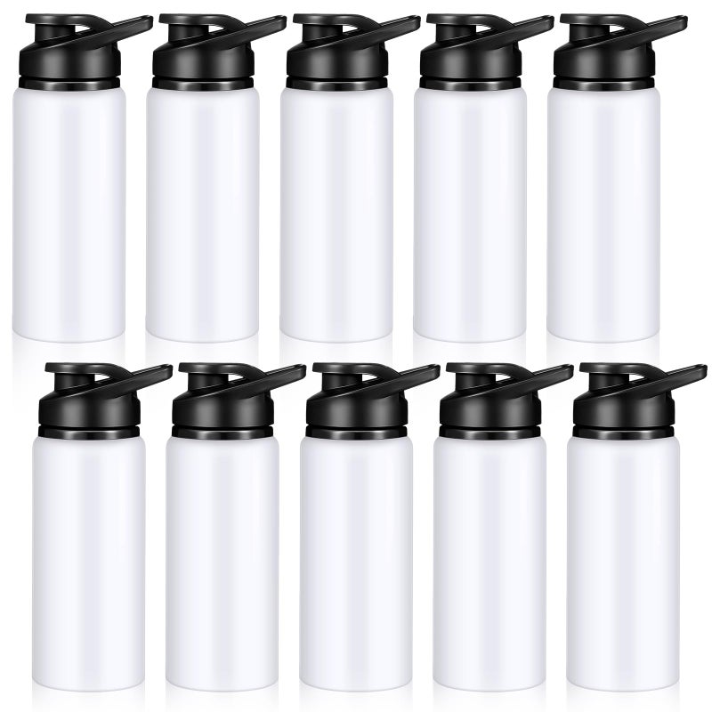 CHENGU 4 Pieces Water Bottle Bulk 20 oz Aluminum Reusable Bottles Lightweight Snap Lid Water Cups Easy Carry Leak Proof Travel Tumbler for Gym Sports Camping Hiking Fishing (White) - Image 1