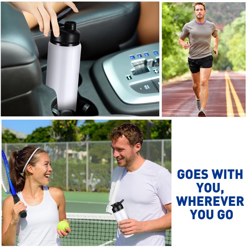CHENGU 4 Pieces Water Bottle Bulk 20 oz Aluminum Reusable Bottles Lightweight Snap Lid Water Cups Easy Carry Leak Proof Travel Tumbler for Gym Sports Camping Hiking Fishing (White) - Image 4