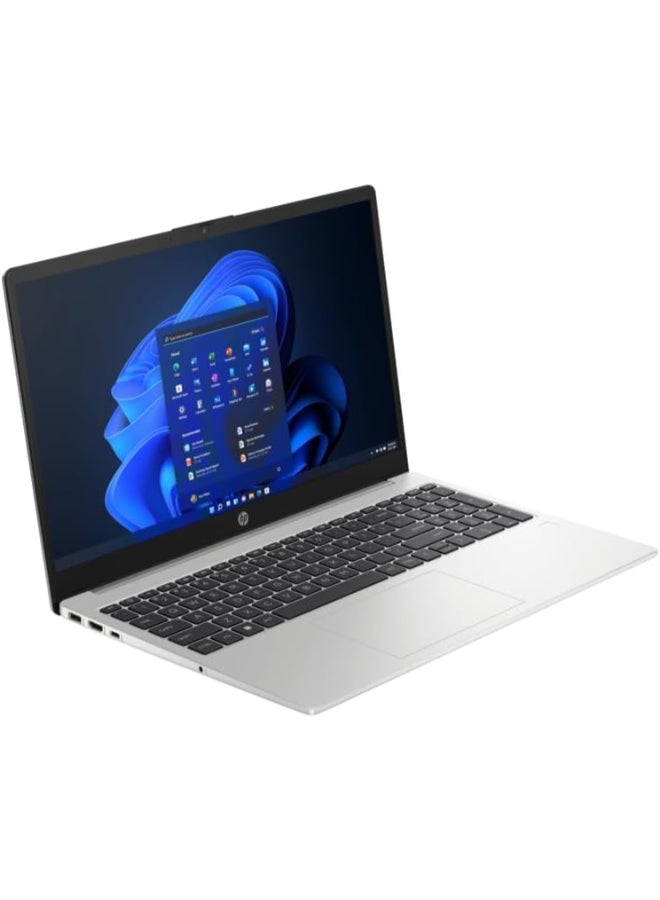 HP لابتوب 250 G10 بشاشة 15.6 بوصة عالية الدقة بالكامل، معالج Intel Core i5-1335U، ذاكرة وصول عشوائي 8 جيجابايت DDR4، قرص صلب SSD سعة 512 جيجابايت، نظام تشغيل DOS (بدون ويندوز)، معالج رسومات Intel Iris Xe، يدعم اللغتين الإنجليزية والعربية، لون فضي توربو الإنجليزية/العربية - Image 3