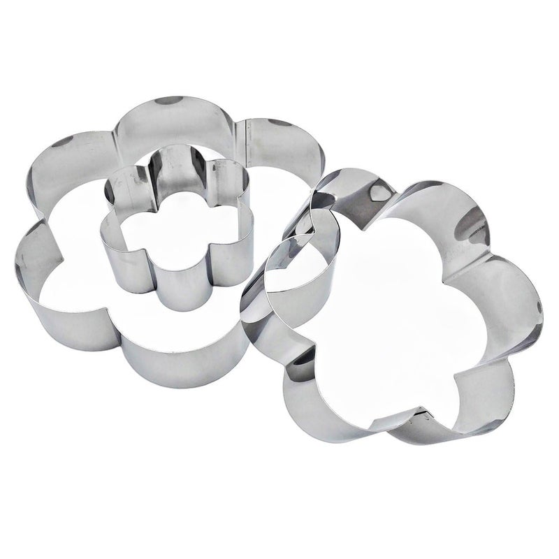 DOLIVA 3 Pieces Petal Multilayer Anniversary Birthday Cake Baking PansStainless Steel 3 Sizes Rings Petal Molding Mousse Cake Rings - Image 2