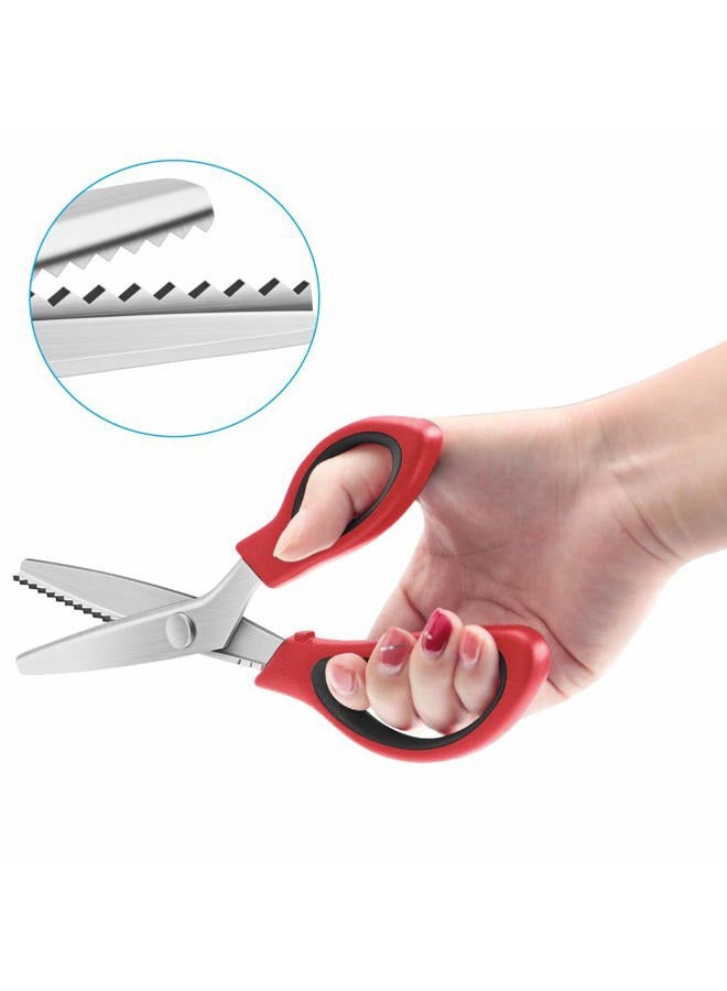 YAZEMKEL Pinking Shears Serrated,Comfort Grips Handled, Professional Dressmaking Sewing Craft Zig Zag Cut Scissors, Suitable for Many Kinds of Fabrics and Paper, 9 Inch Red - Image 5