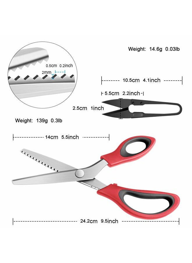 YAZEMKEL Pinking Shears Serrated,Comfort Grips Handled, Professional Dressmaking Sewing Craft Zig Zag Cut Scissors, Suitable for Many Kinds of Fabrics and Paper, 9 Inch Red - Image 3