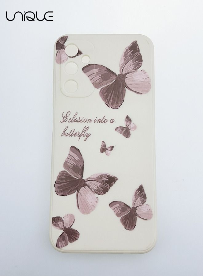 يونيك سامسونج جالاكسي A14 5G حالة الهاتف، فراشة الزهور الصفراء للفتاة جالاكسي A14 5GPhone القضية، مرونة الصدمات واقية واقية لينة حماية الهاتف A14 5G غطاء الهاتف - أبيض - Image 1