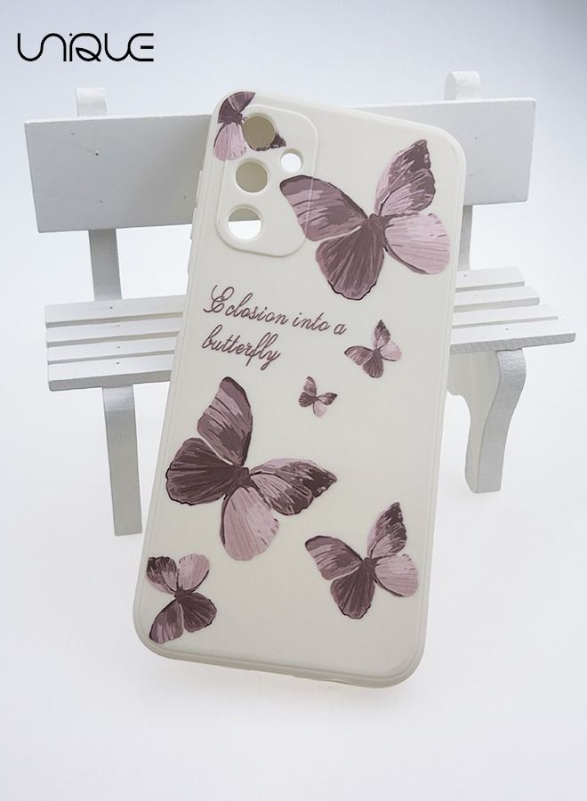 يونيك سامسونج جالاكسي A14 5G حالة الهاتف، فراشة الزهور الصفراء للفتاة جالاكسي A14 5GPhone القضية، مرونة الصدمات واقية واقية لينة حماية الهاتف A14 5G غطاء الهاتف - أبيض - Image 4