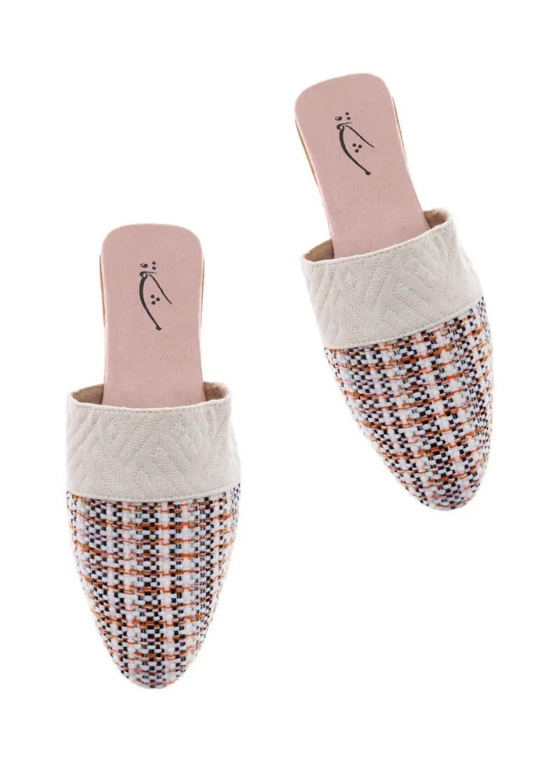 Mishkat Coco Babouche Slippers for Women (Grey & Orange) - Image 2