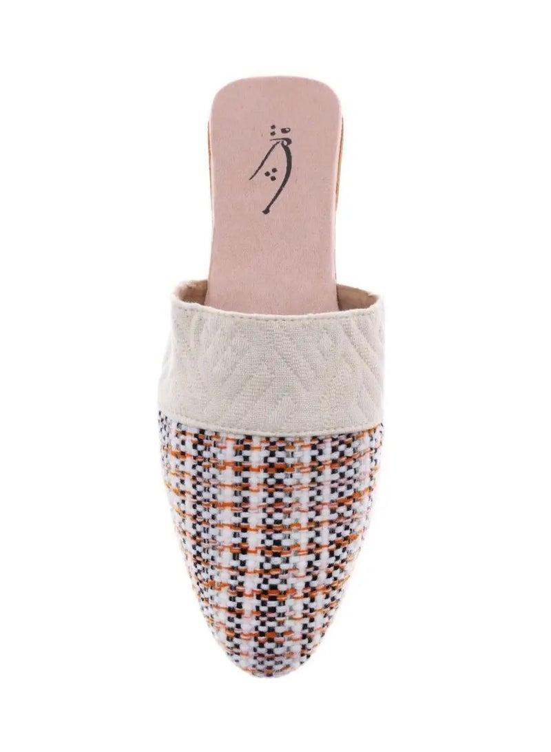 Mishkat Coco Babouche Slippers for Women (Grey & Orange) - Image 3