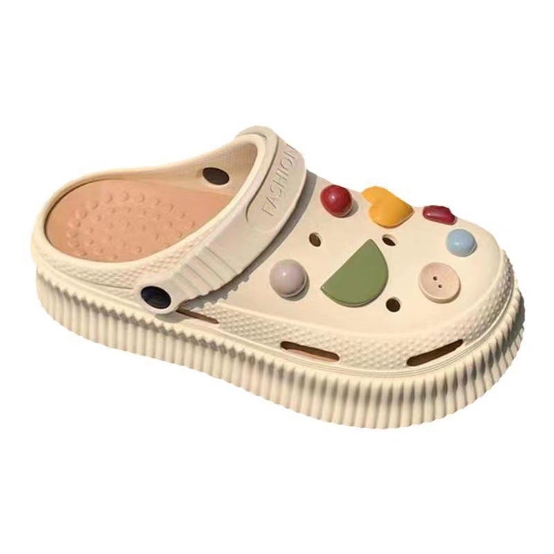 Summer Diy Accessories Beach Ins Popular Cartoon Cute Student Clogs Versatile Two-Wear Sandals And Slippers For Women - Image 5