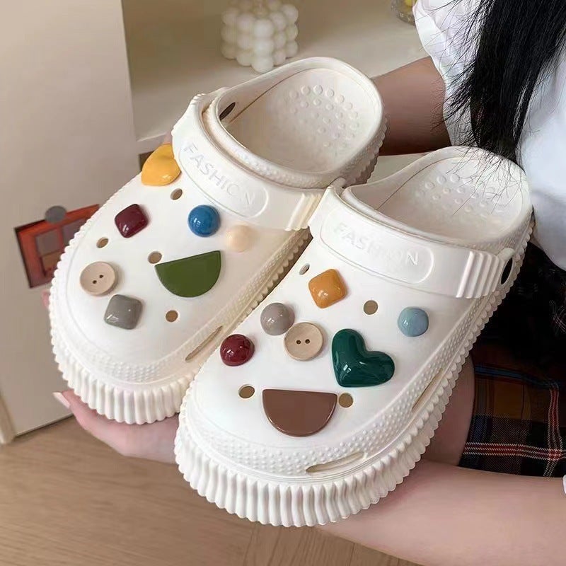 Summer Diy Accessories Beach Ins Popular Cartoon Cute Student Clogs Versatile Two-Wear Sandals And Slippers For Women - Image 2