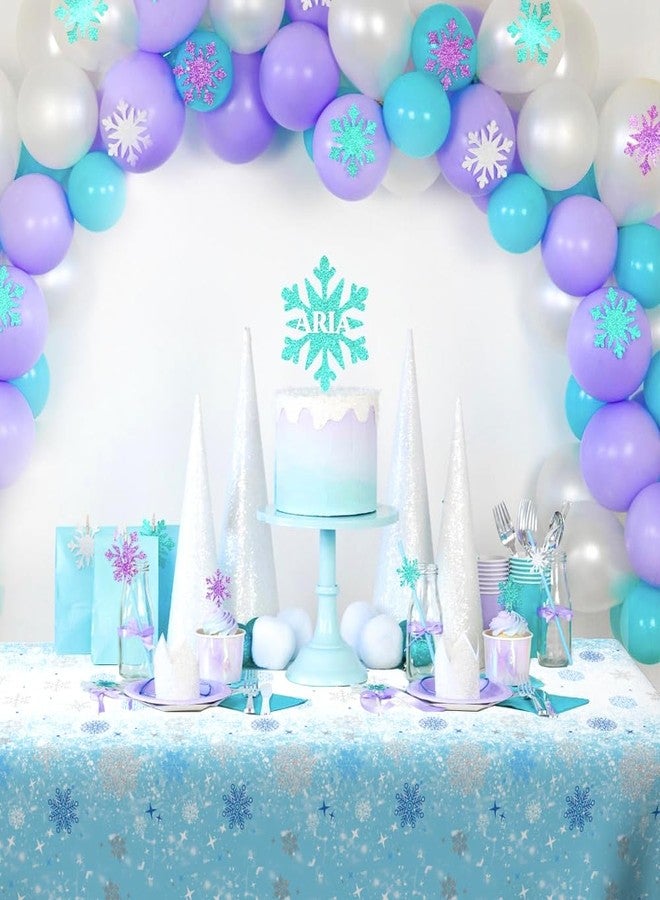 QIHOMPIB 2 PCS Blue White Plastic Snowflake Tablecloth(54x108 Inch) Frozen Birthday Winter Wonderland Decorations Disposable Table Cover Tablecloths for Christmas Holiday New Year Party Favors Supplies Decor - Image 5