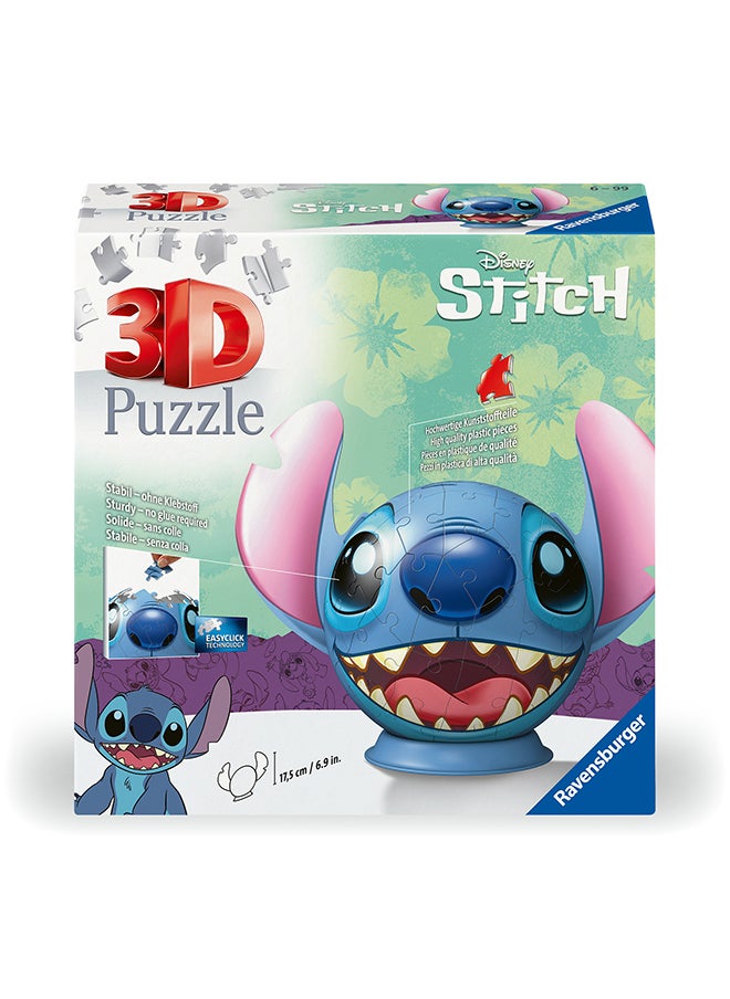 Ravensburger 3D Puzzle Disney Stitch, Ball Puzzle, 72 Pieces Jigsaw Puzzle For kids  - Image 1