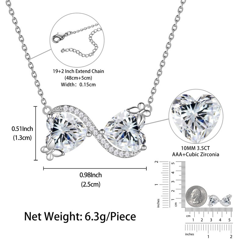 Juwaliy Infinity Heart Butterfly Necklace April Birthstone Necklace Diamond Pendant Jewelry Women Daughter Wife Birthday Mother's Day Gifts for Her - Image 3