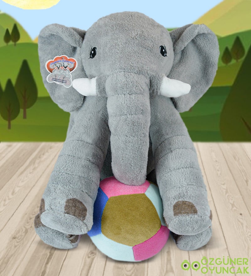 Özgüner Oyuncak Ozguner Toys Sleep Companion Gray Elephant 65CM Baby Soft Top Gift - Image 1