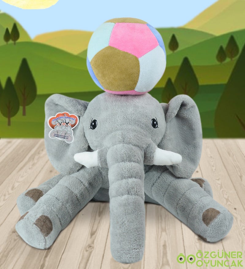 Özgüner Oyuncak Ozguner Toys Sleep Companion Gray Elephant 65CM Baby Soft Top Gift - Image 3