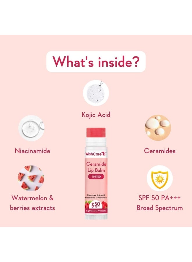 Tinted Ceramide Lip Balm with SPF50 PA+++ - Kojic Acid & Niacinamide - For Lip Lightening - Image 4