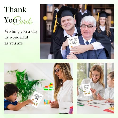 FaCraft Teacher Appreciation Cards - Thank You Cards for Teacher with Envelopes, 4 x 6, Thank You for Helping Me Grow, for Preschool Kindergarten Gift Card from Kids Students Daycare (Plant) - Image 4