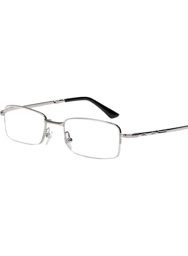 Sunset Red Reading Glasses For Men, Anti-Blue Light, Fashionable, Ultra-Light, Foldable, Portable, Presbyopic Glasses For Women, Jx6007, Silver, 250 Degrees - Image 3