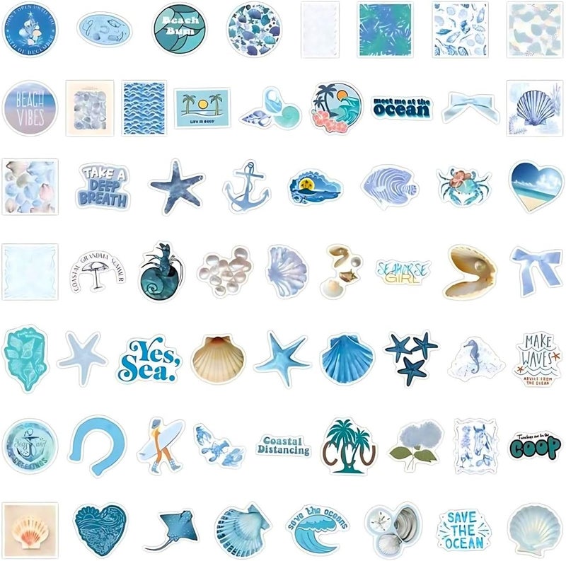 60Pcs Graffiti Beachy Coastal Cowgirl Stickers - Pink Summer Ocean Marine Life Aesthetic | Waterproof Decals for Laptop, Skateboard, Journal, Water Bottle | Teen Girl Bedroom Decor - Image 3