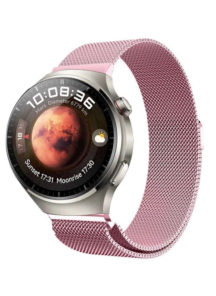 CATANES - 22mm Metal Milanese Watchband Compatible With Huawei 4,4 Pro Pink - Image 1