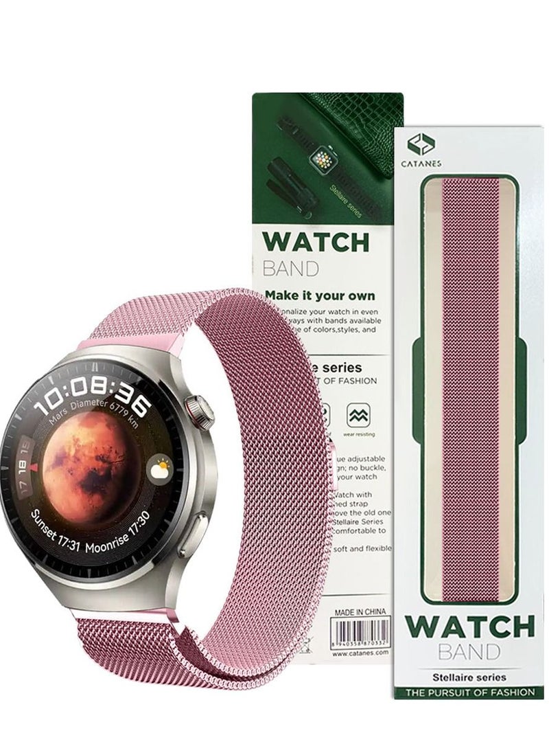 CATANES - 22mm Metal Milanese Watchband Compatible With Huawei 4,4 Pro Pink - Image 1