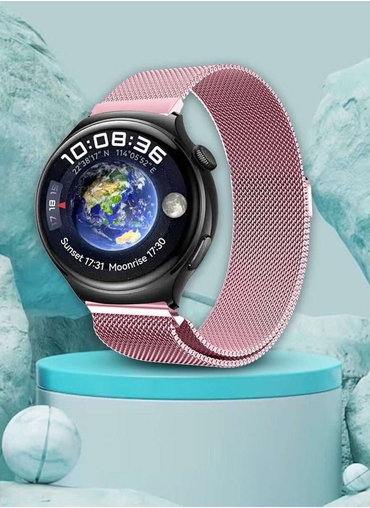 CATANES - 22mm Metal Milanese Watchband Compatible With Huawei 4,4 Pro Pink - Image 1