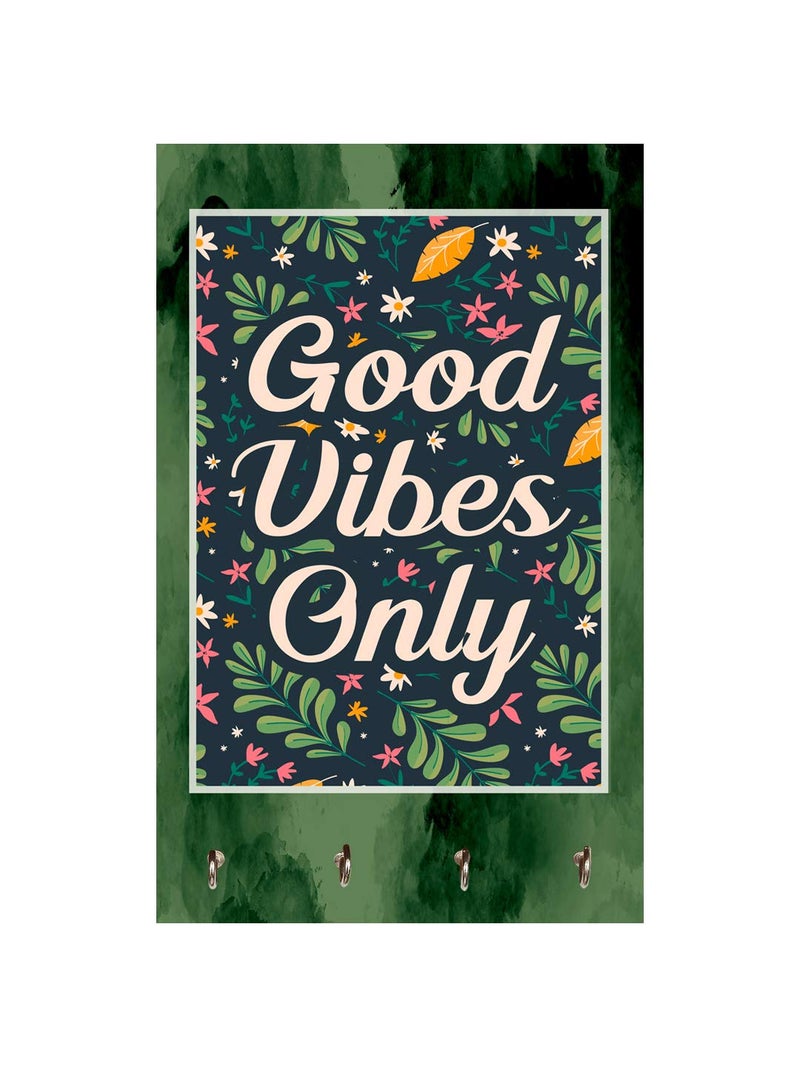 999STORE keychain holder holder wall mount hanger organizer Good Vibes Only key stand for wall (MDF_7.5X12 Inch_Multi) KeyholderP142 - Image 2