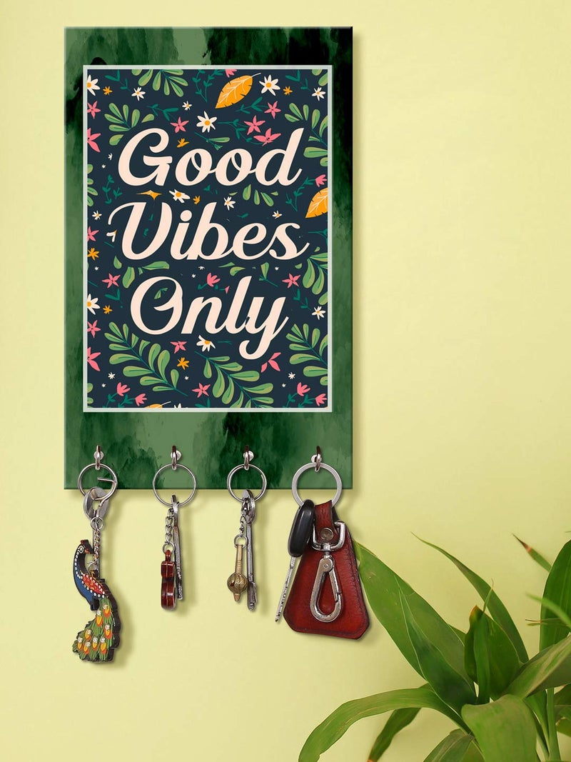 999STORE keychain holder holder wall mount hanger organizer Good Vibes Only key stand for wall (MDF_7.5X12 Inch_Multi) KeyholderP142 - Image 5