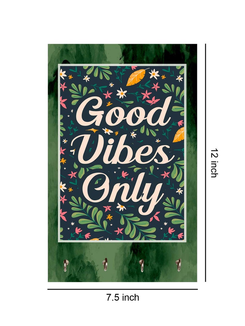 999STORE keychain holder holder wall mount hanger organizer Good Vibes Only key stand for wall (MDF_7.5X12 Inch_Multi) KeyholderP142 - Image 4