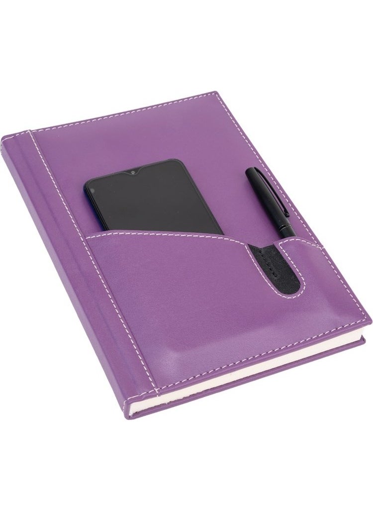 2K - Leather Phone Case Cover Notebook Agenda Undated Striped 17 x 24 cm Lilac - Image 1