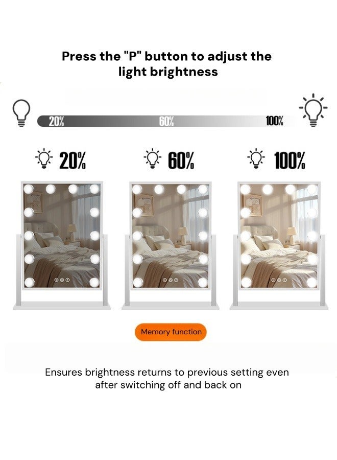 Smart Touch LED Makeup Mirror with 12 Dimmable Bulbs – 360° Rotating Vanity Mirror with 3 Light Modes, Desktop Electric Mirror for Dressing Table  - Image 3