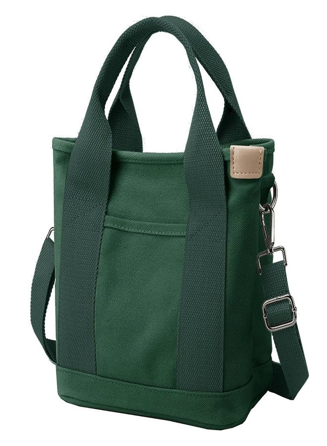 MINGRI Canvas Tote Bag Women Mini Handbag Tote Bags with Pockets,Canvas Crossbody Bag Fashion Small Japanese Shoulder Bag, A2-dark Green, Large - Image 1