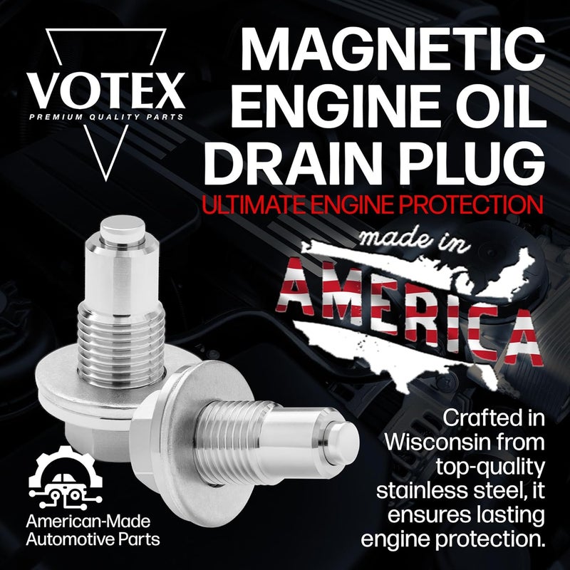 Votex 1/2 X 20 Stainless Steel Neodymium Magnetic Engine Oil Drain Plug - Made in USA - Image 2