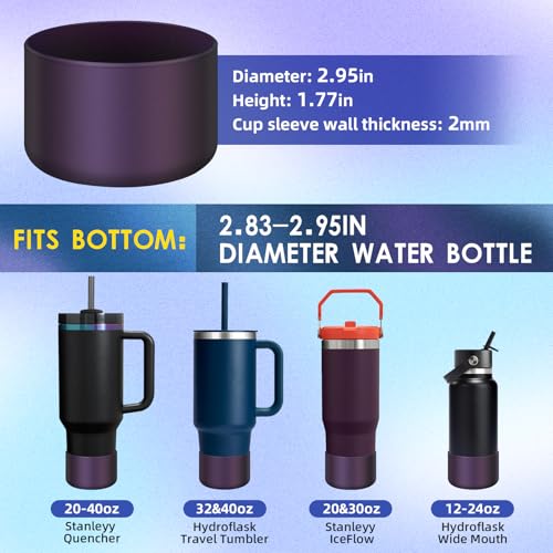 BKBY Chameleon Silicone Water Bottle Boot, Compatible with Stanley Tumbler 20 30 40oz & Hydroflask 12-24oz, Fit More Bottle/Tumblers 2.8-2.95in Bottom Anti-Slip Protector Rubber Sleeve - Image 2