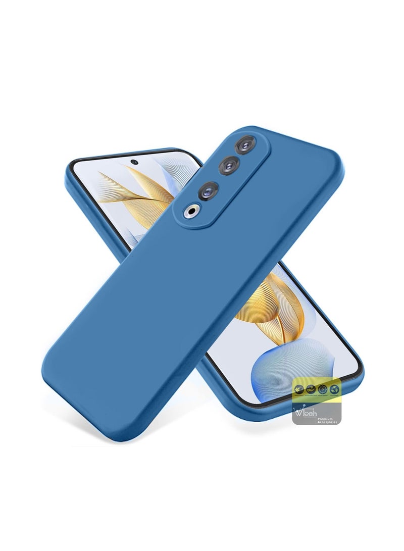 Wtech Liquid Silicone Ultra Thin TPU Phone Case Cover For Honor 90 5G 2023 Navy Blue - Image 4