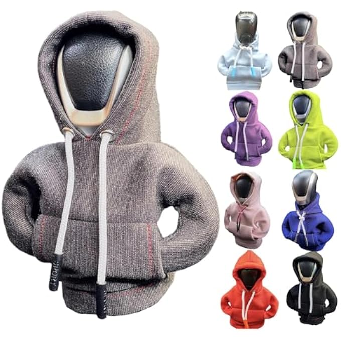 ريحني هودي مقبض ناقل حركة سيارة خزنا، مقبض ناقل حركة مضحك، قميص مقبض ناقل حركة مضحك، غطاء مقبض شفط الشتاء، قميص سترة، إكسسوارات داخلية للسيارات الجديدة، زينة غلاف مقبض يونيفرسال فيت، هدية رمادية - Image 1