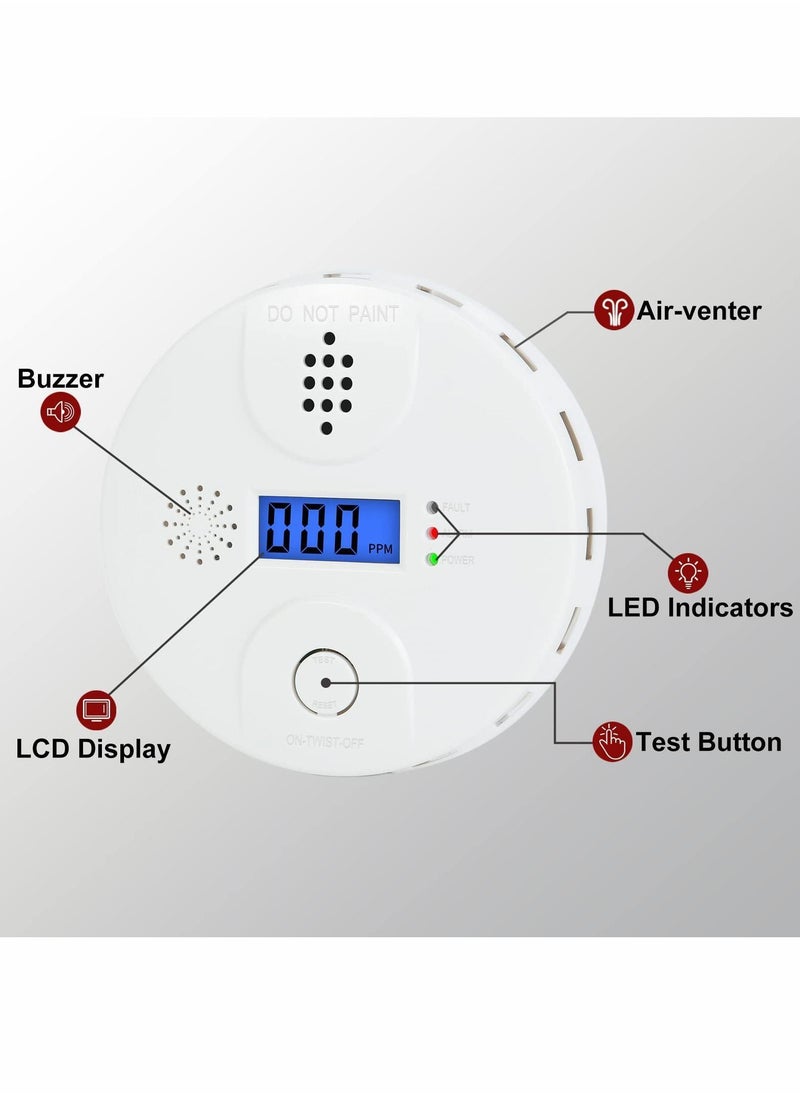 Y&D - Carbon Monoxide Alarm, Digital Display CO Detector Security For Home Safety Battery Powered with LCD and Sound Warning for Home,School,Office - Image 1