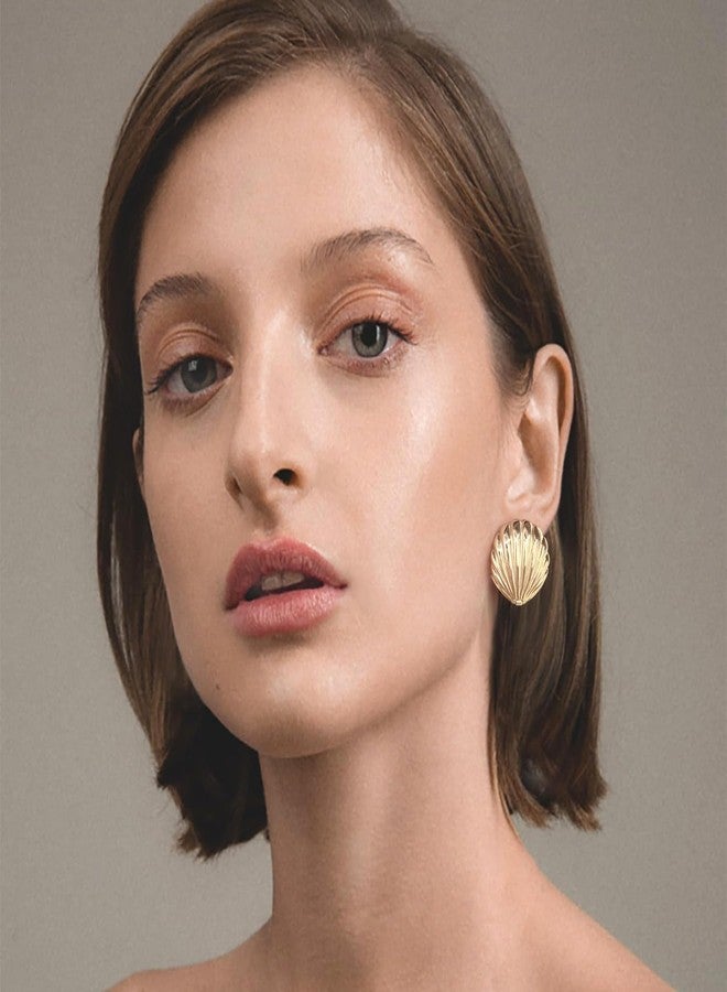 ليلي آند وايت أقراط ليلي آند وايت الذهبية المرصعة بالصدف للنساء، أقراط مستوحاة من المحيط، أقراط شاطئية، أقراط مضادة للحساسية، مجوهرات عصرية - Image 3