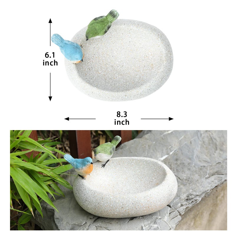 MUMTOP Bird Baths for Outdoors, Antique Outdoor Garden Bird Bath Resin Birdbath Bowl with Cute Birds Ornament for Outside Yard Table Decor - Image 5