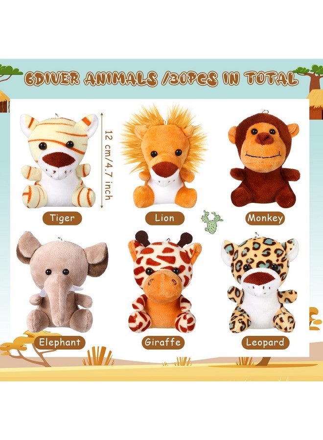 Leitee 30 Pieces Mini Stuffed Safari Animals, Small Plush Jungle Animals Toys, 4.8 Inch Cute Plush Lion Tiger, Elephant Giraffe Leopard Monkey For Baby Shower Safari Jungle Themed Party Student Award - Image 2
