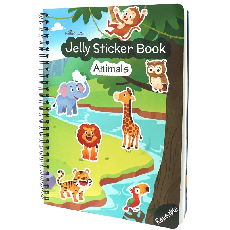 HomeEvolution Reusable Sticker Book for Toddlers, 50 PCS Washable Jelly Stickers, 8 Play Scenes (7 Habitats) Animal Sticker Activity Book for Kids, Road Trip Travel Toys - Image 1