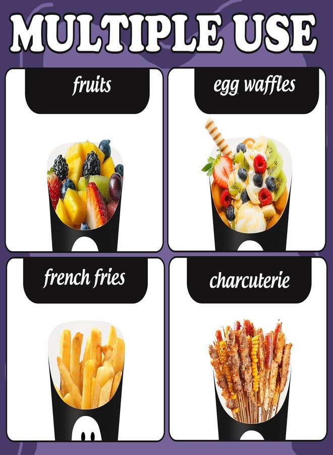 JarThenaAMCS 50Pcs Halloween Charcuterie Cups with 100Pcs Sticks Black White Ghost Disposable Appetizer Cups 14oz Fench Fry Holder for Trick or Treat Snack Dessert Birthday Party Supplies - Image 5